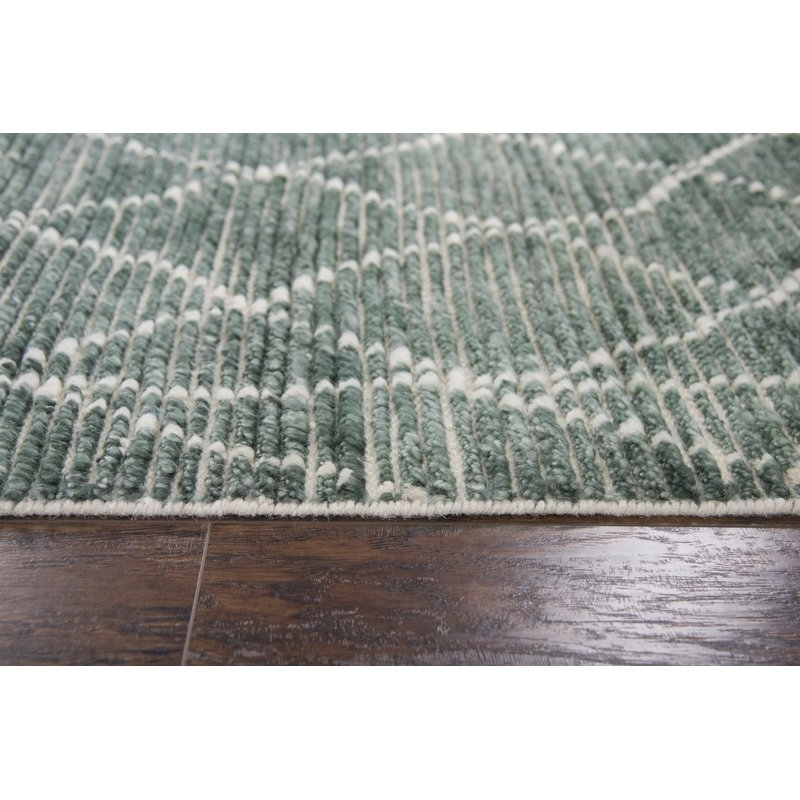 Doleman Modern Hand-Knotted Wool Green Area Rug - Image 3