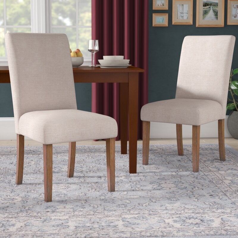 Abbate Linen Upholstered Parson Chair in Beige (Set of 2) - Image 1