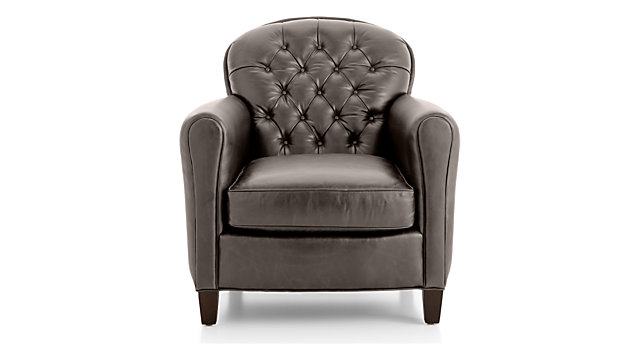 Eiffel Tufted Leather Chair / Tampa, Pewter - Image 0