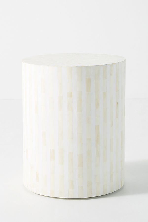 Rounded Inlay Drum Side Table - Image 2