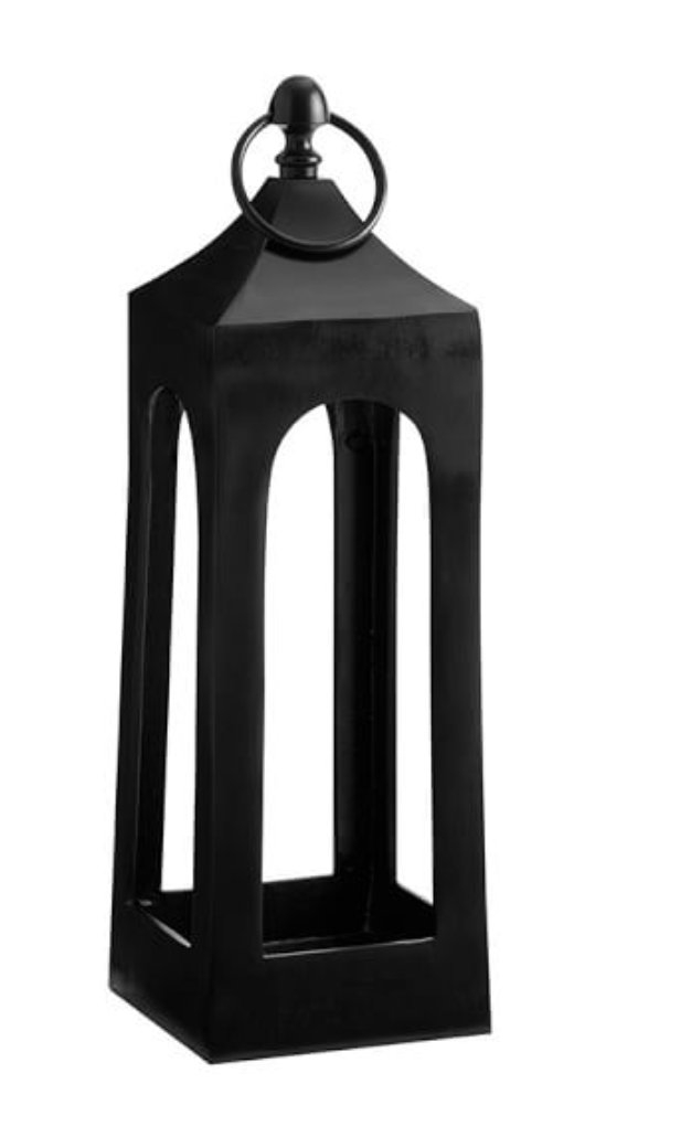 Caleb Handcrafted Metal Lantern, Black, Small  - 21.5 - Image 0