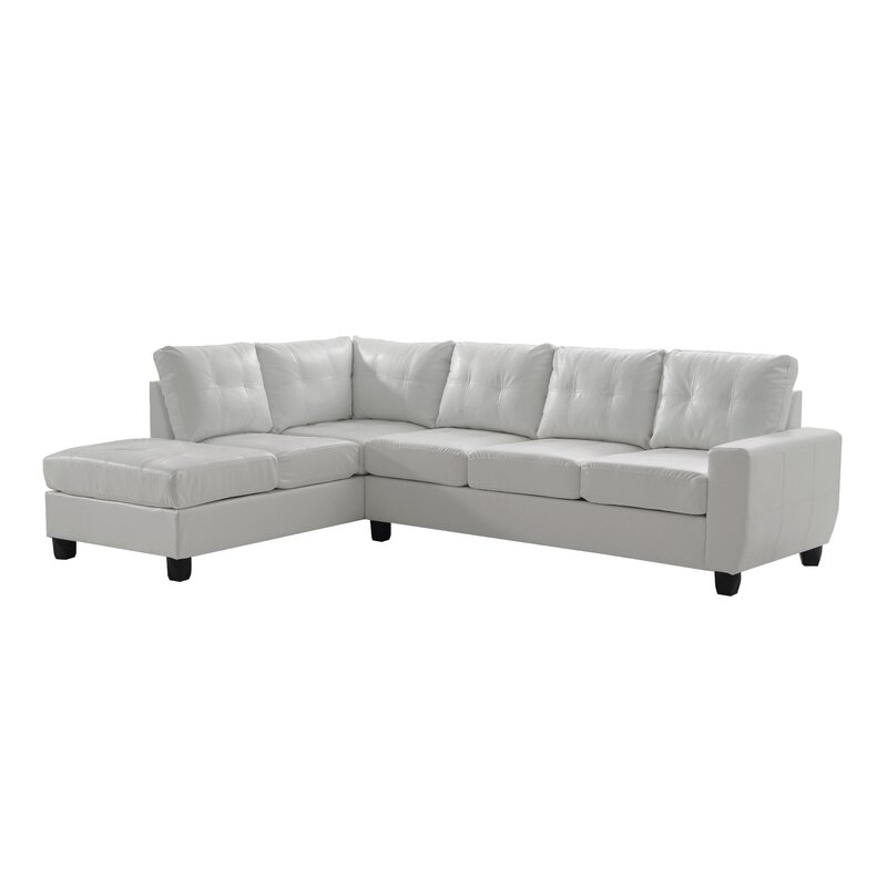 Muttontown Reversible Sectional / White Faux Leather - Image 1
