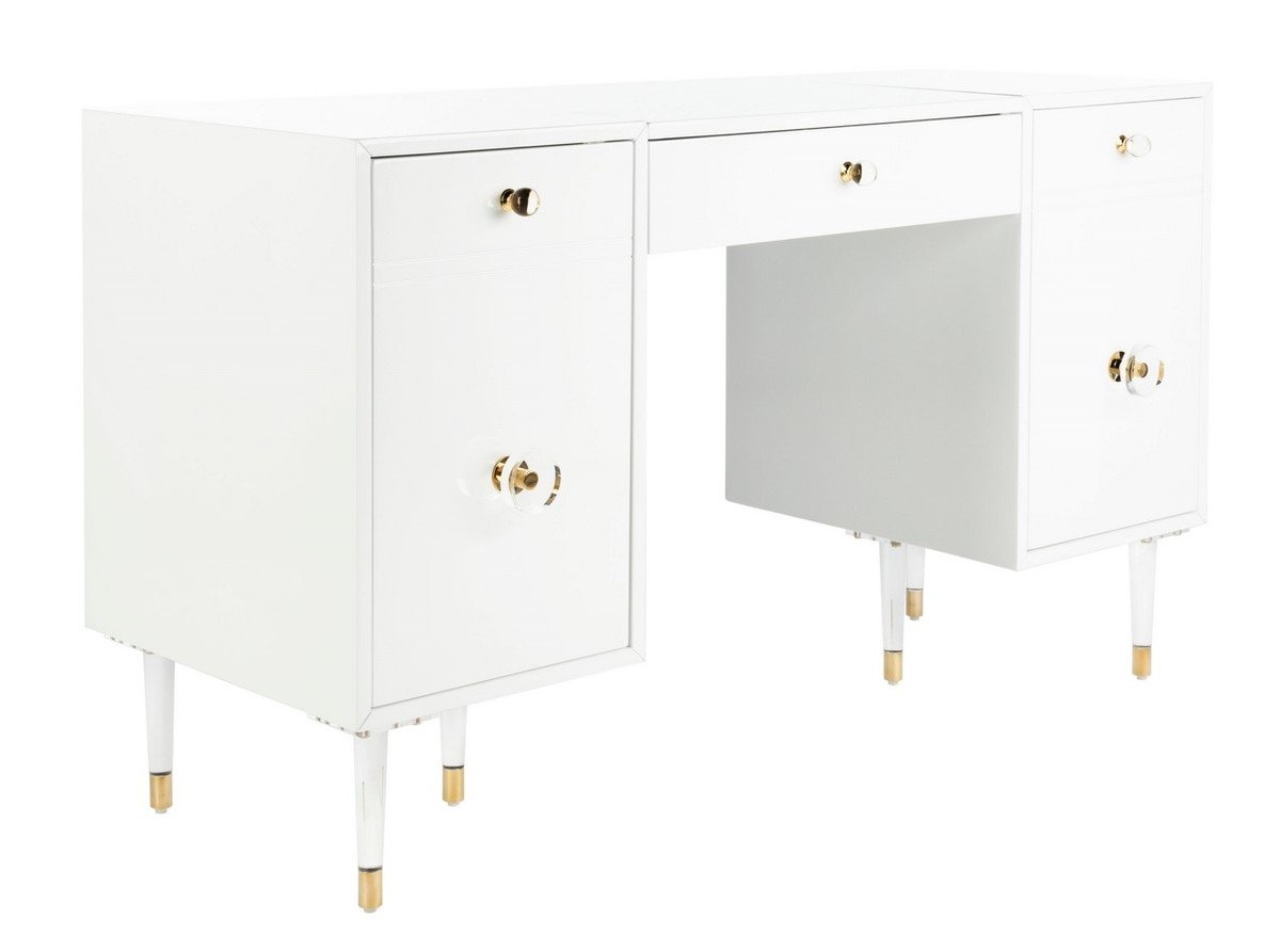 Joelle Acrylic Leg Desk - White/Gold - Arlo Home - Image 0