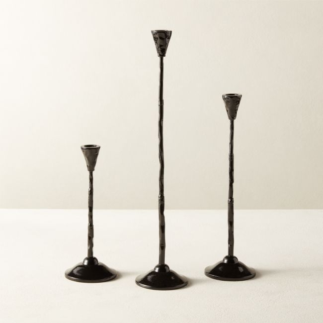 Rho Taper Candle Holder, Black, Set of 3 - Image 0