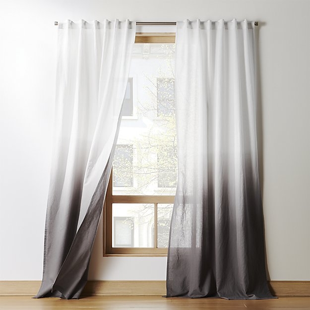 grey dip dye curtain panel 48"x108"CB2 Exclusive - Image 0