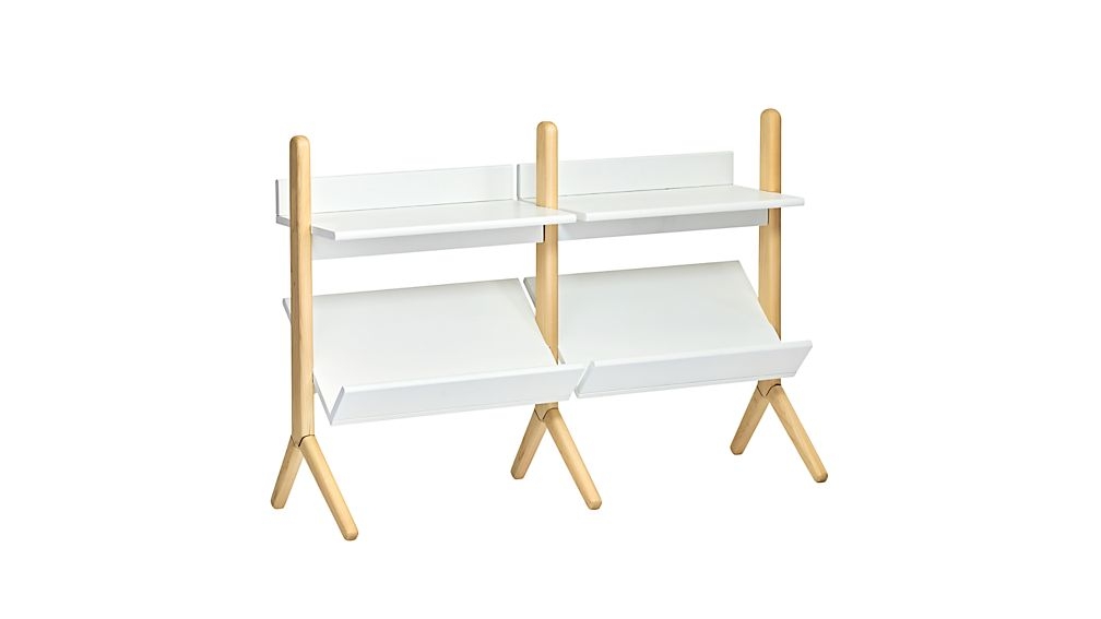 Danish White and Natural Wide Bookcase - Image 3