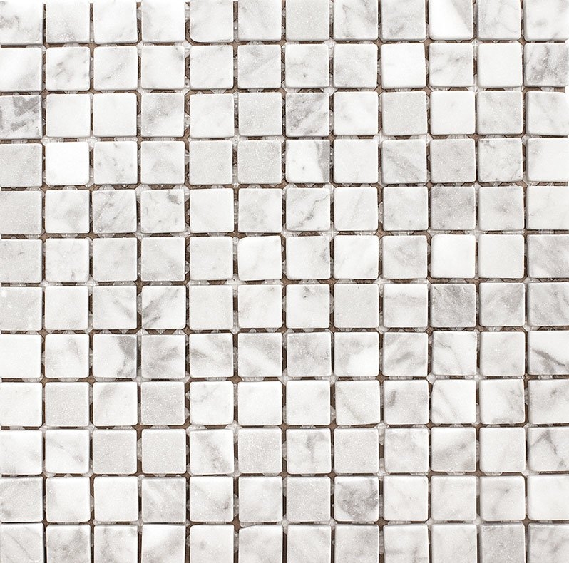 Carrara 1" x 1" Stone Mosaic Tile in White Tumbled - Image 0