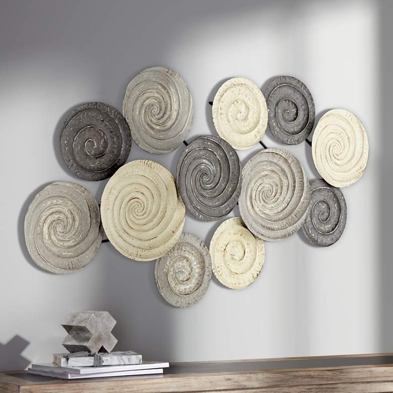 Spiral Circles 49 1/2" Wide Painted Metal Wall Art - Image 1