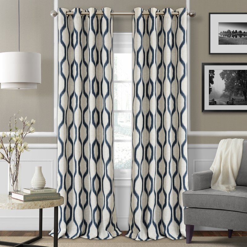 Valdovinos Geometric Blackout Grommet Single Curtain Panel -  Indigo - Image 0