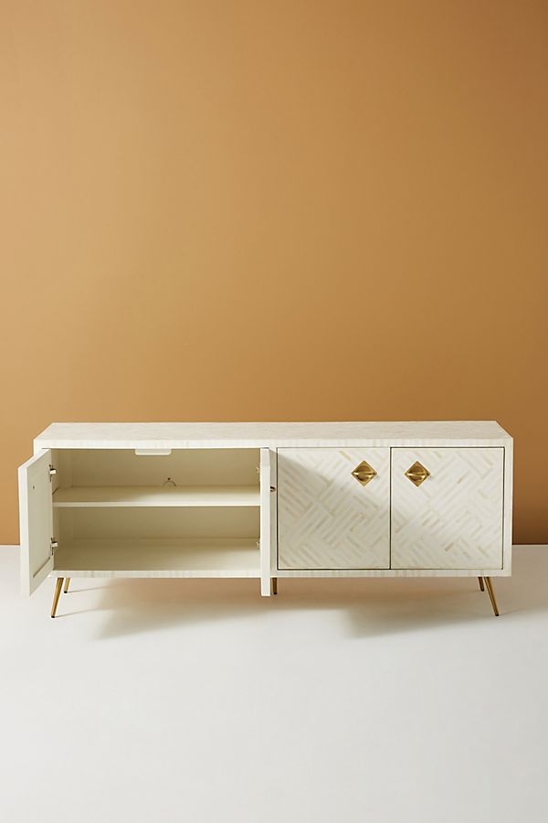 Optical Inlay Media Console By Anthropologie in Black - Image 3
