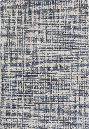 Olio Blue Hooked Wool Rug - 7'6" x 5' - Image 0
