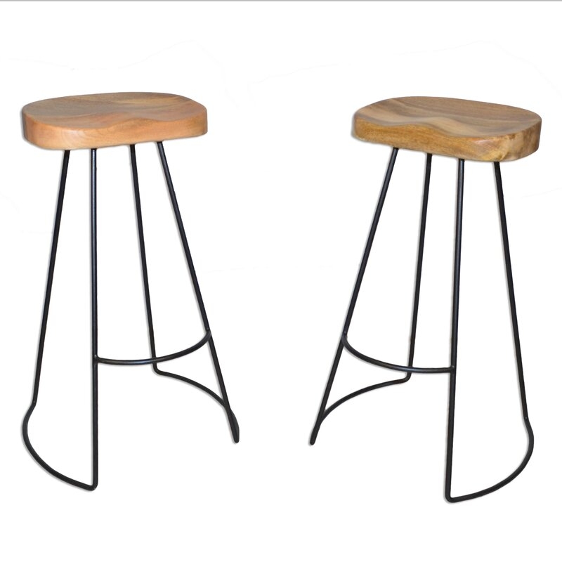 Capra Solid Wood Counter Stool (Set of 2) - Image 1