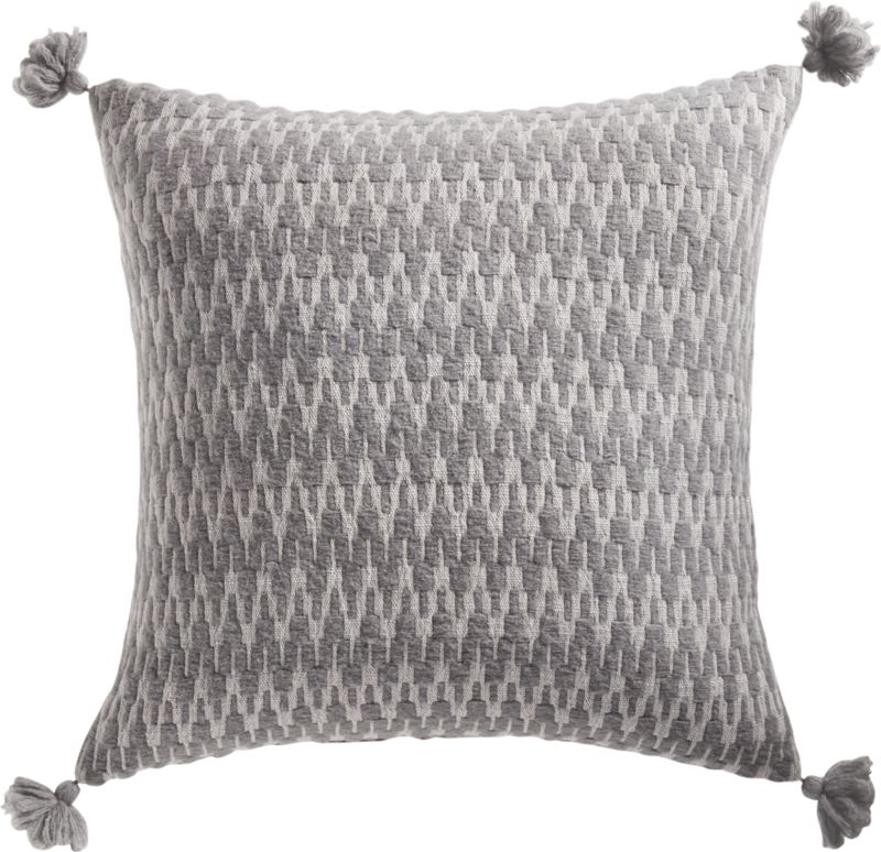 23" Sven Grey Tassel Pillow with Down-Alternative Insert - Image 1