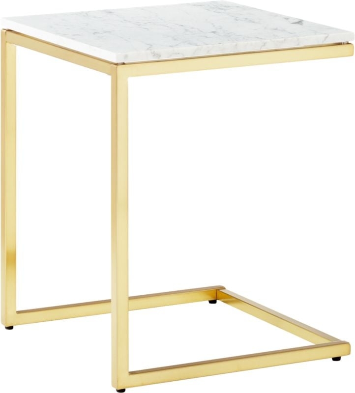Smart Brass C Table with White Marble Top - Image 2