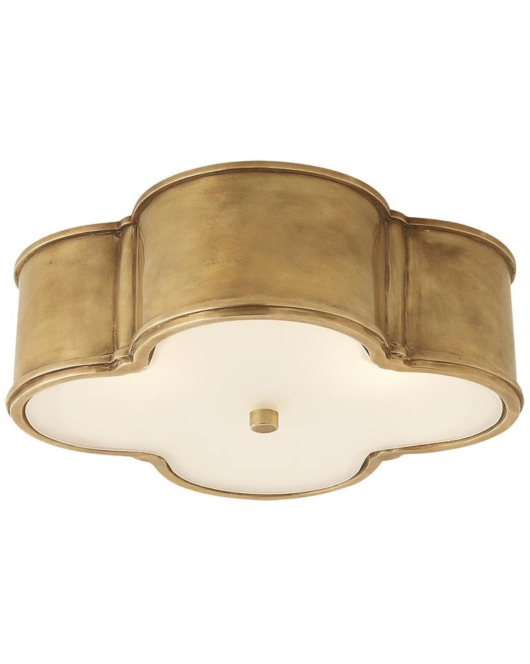 BASIL LARGE FLUSH MOUNT WITH FROSTED GLASS SHADE - NATURAL BRASS - Image 0