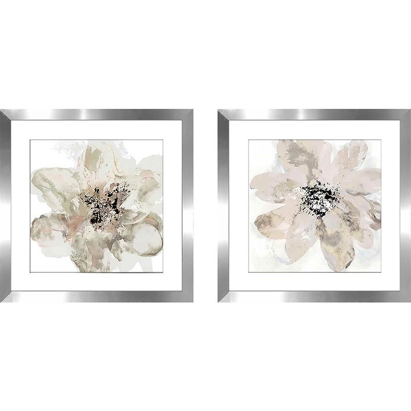 Corolla III - Neutral by Tania Bello - 2 Piece Picture Frame Print Set on Paper, White Matte, 16.5" H x 33" W x 1" D - Image 0
