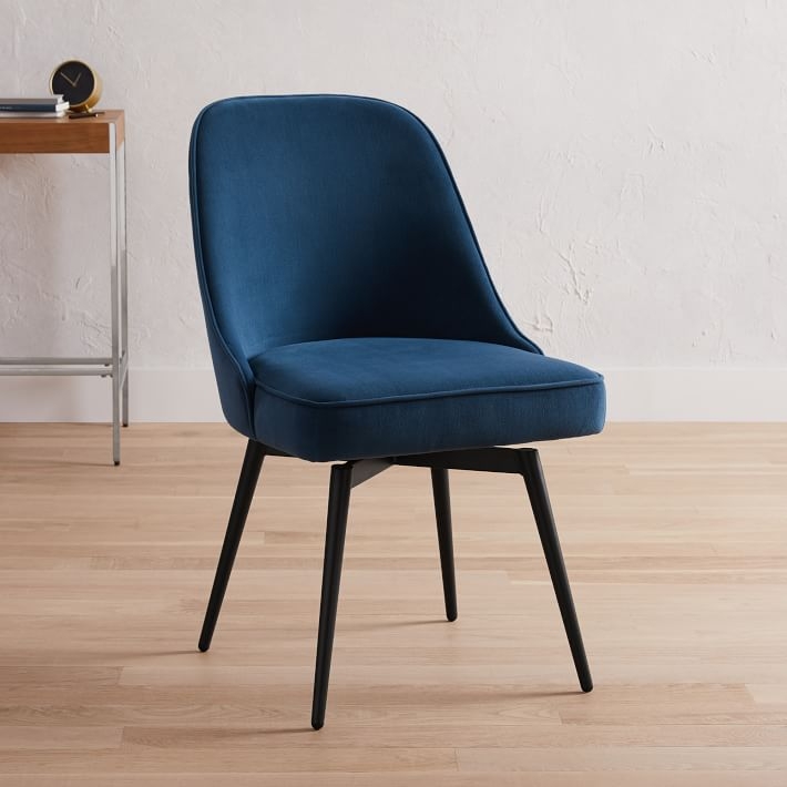 Mid-Century Swivel Office Chair - Velvet - Image 0