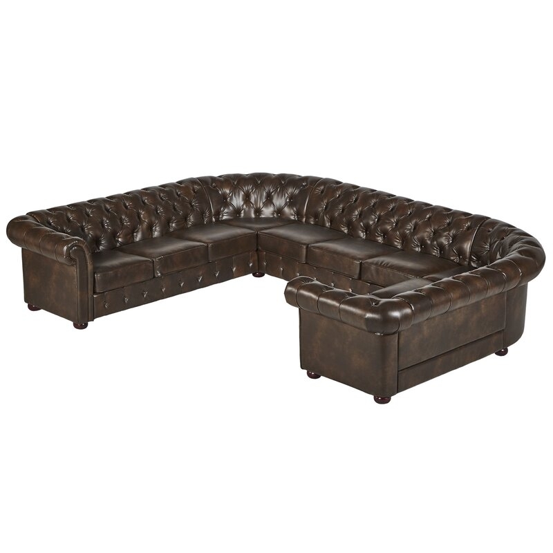 Lucious 142" Wide Faux Leather Symmetrical Large Sectional - Image 2