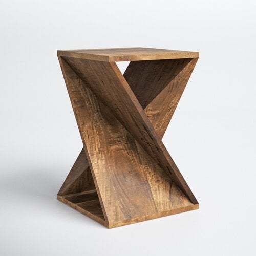 Leilla Solid Wood Abstract End Table - Image 2