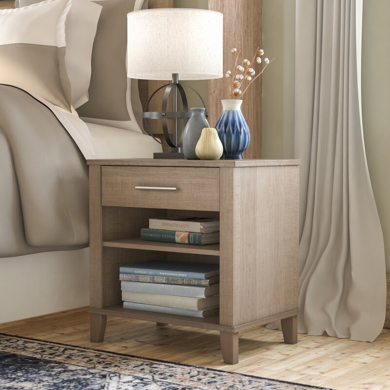 Valencia 1 - Drawer Nightstand in Ash Gray - Image 1
