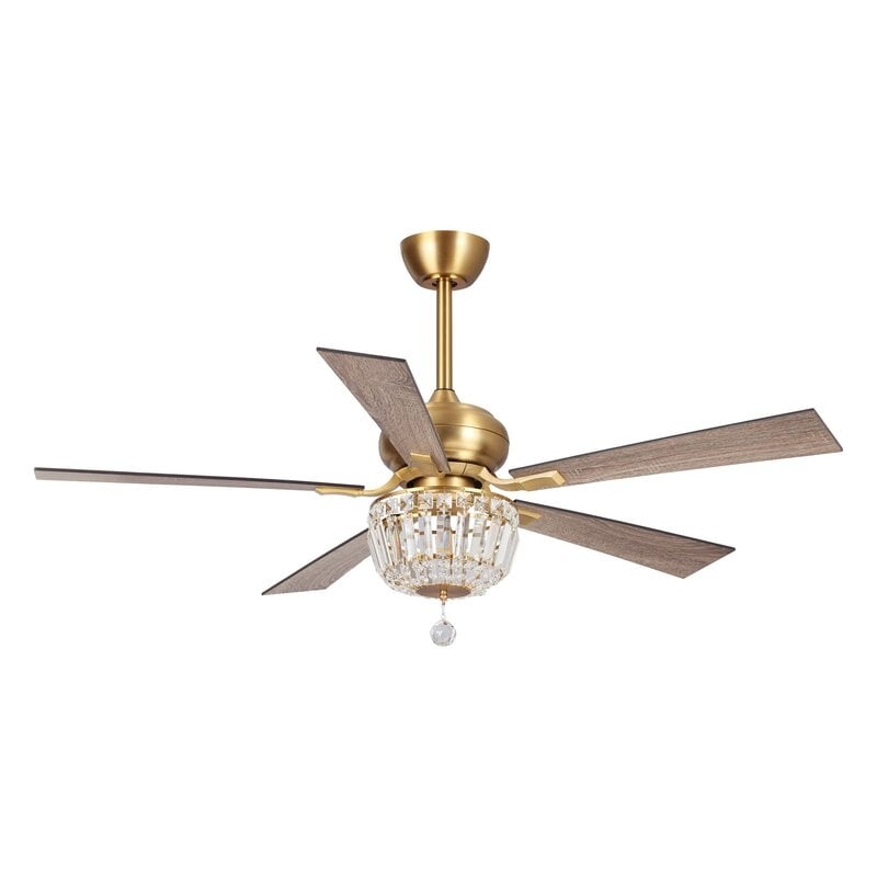 52'' Winne 5 - Blade Crystal Ceiling Fan with Remote Control and Light Kit Included - Image 0