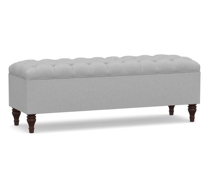 Lorraine Upholstered Storage Bench, Brushed Crossweave Light Gray - Image 0