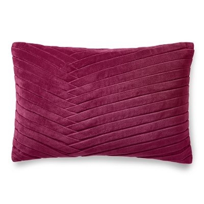 Pleated Velvet Pillow Cover, 14" X 22", Sangria - Image 0