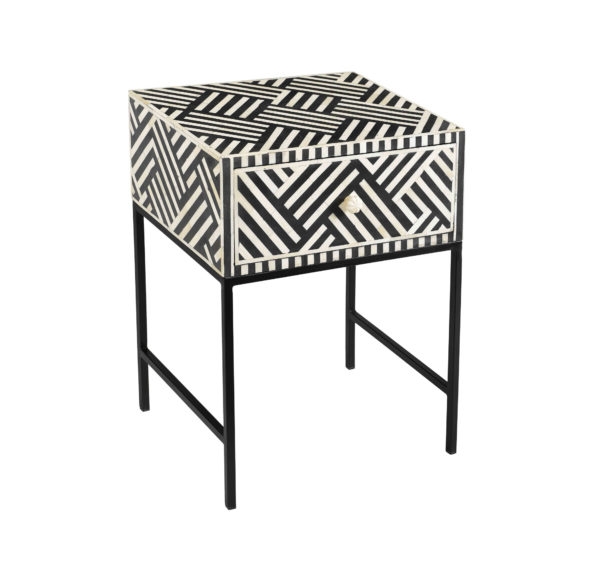 Noire Bone Inlay Side Table - Image 1