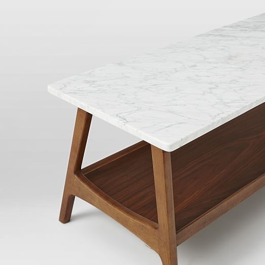 Reeve Mid-Century Coffee Table Rectangle , Marble/Walnut - Image 6