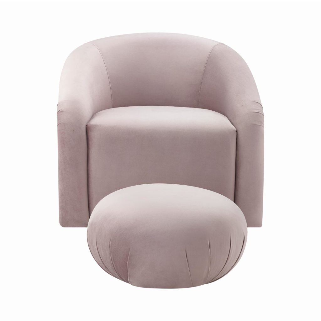 Boboli Mauve Velvet Chair + Ottoman Set - Image 1