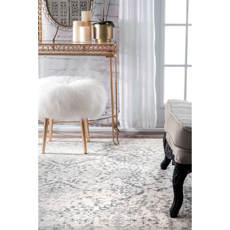 Laurel Foundry Modern Farmhouse Youati Ivory/Gray Area Rug in Ivory/Gray - 9x12 - Image 3