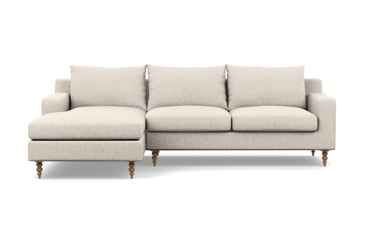 SLOAN Sectional Sofa with Left Chaise-Wheat Cross Weave-Tapered Turned Wood Natural - Image 0