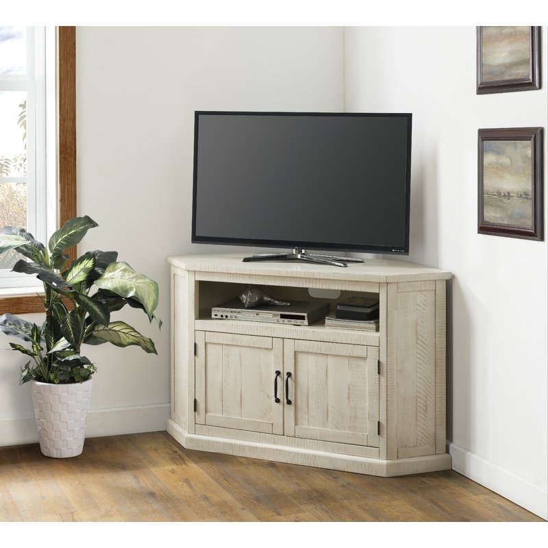 August Grove Tacoma Corner TV Stand for TVs up to 55" in Antique White - Image 4