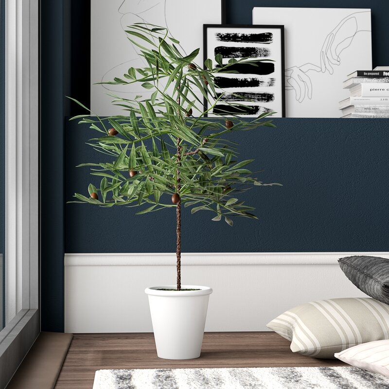Artificial Green Olive Floor Ficus Tree in Pot - Image 1