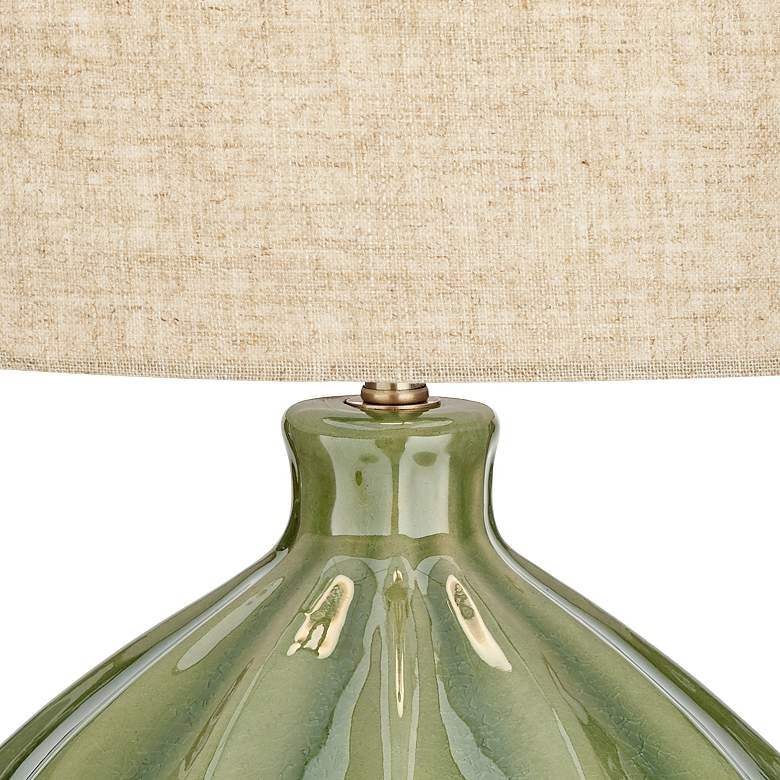 360 Lighting Gordy 20 1/2" Mid-Century Modern Green Ceramic Table Lamp - Image 2