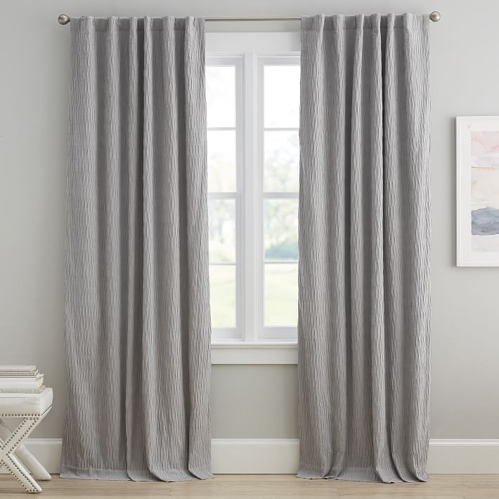 Allover Pleated Blackout Curtain Panel, 96", Light Gray - Image 0