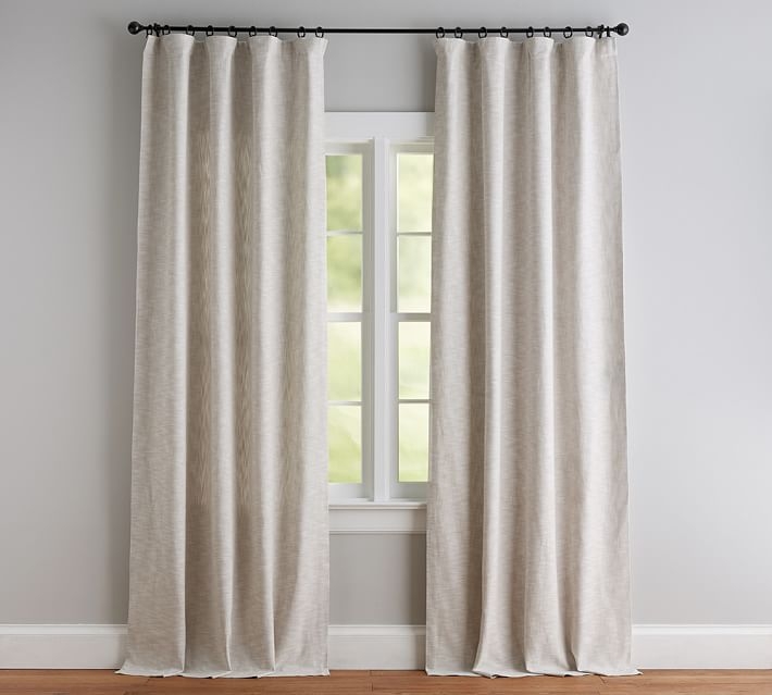 Seaton Textured Cotton Curtain, 50 x 96", Oatmeal - Image 1