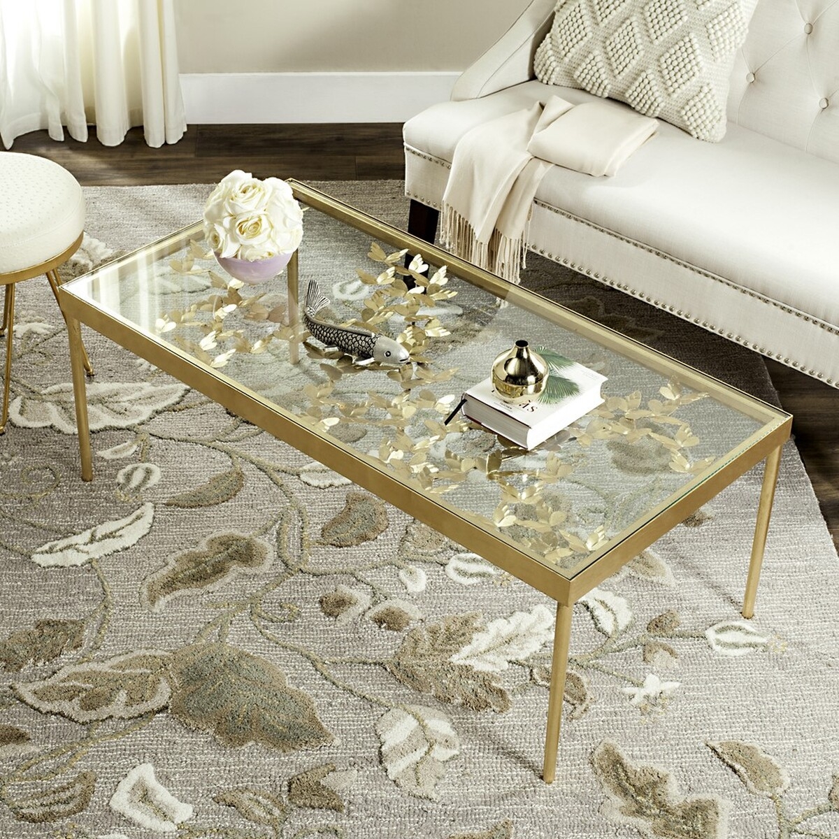 Rosalia Butterfly Coffee Table - Antique Gold - Safavieh - Image 1
