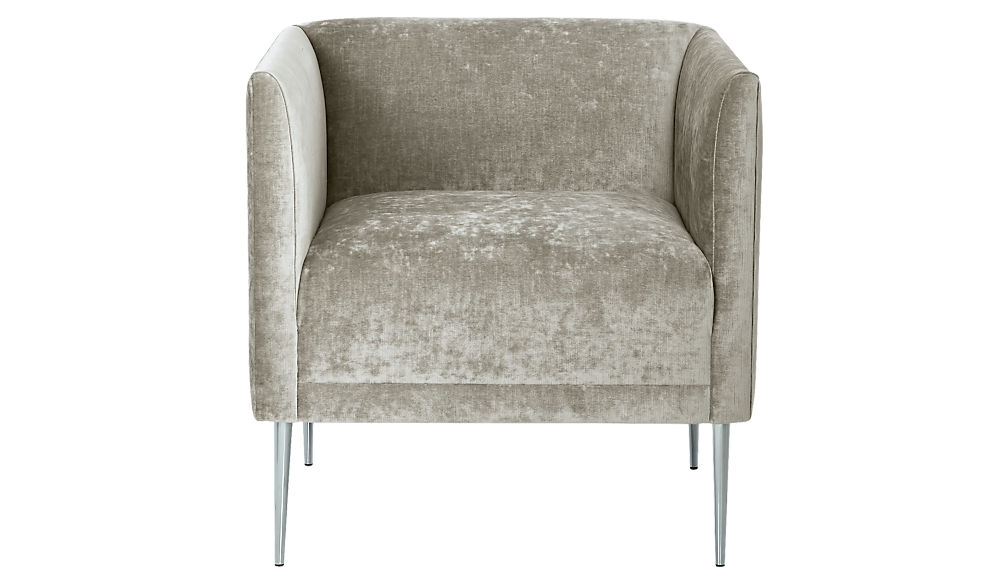 marais shadow grey velvet armchair with chrome legs - Image 0
