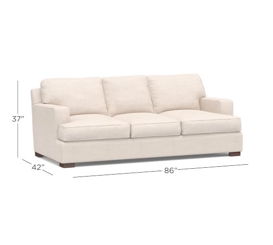Townsend Square Arm Upholstered Sofa 86.5", Polyester Wrapped Cushions, Performance Slub Cotton White - Image 2