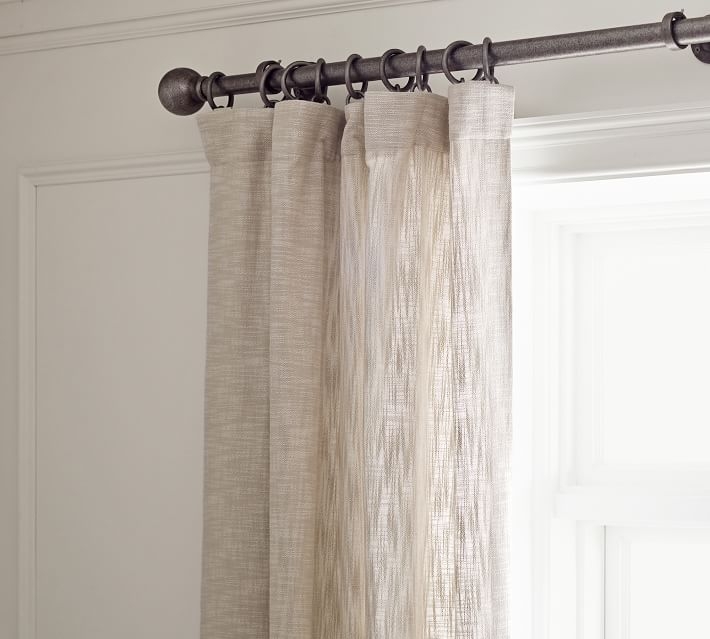 Seaton Textured Cotton Rod Pocket Curtain, 100" x 96", Neutral - Image 5