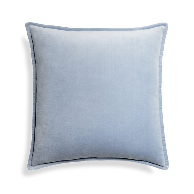 Brenner Light Blue 20" Velvet Pillow with Down-Alternative Insert - Image 0