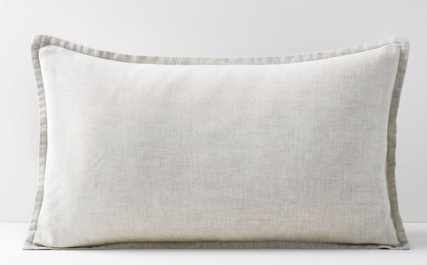 Belgian Flax Linen Lumbar Pillow Cover, Natural Flax, Fiber Dye, 12"x21" - Image 0