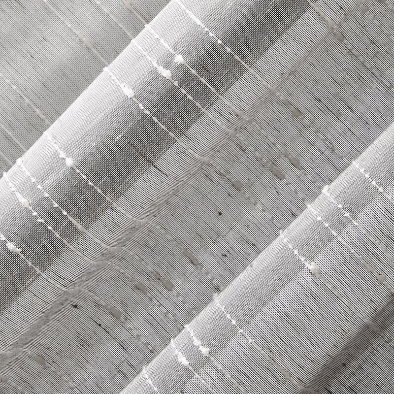 Textured Slub Anti-Dust Striped Semi-Sheer Rod Pocket Curtain Panel_95" - Image 1