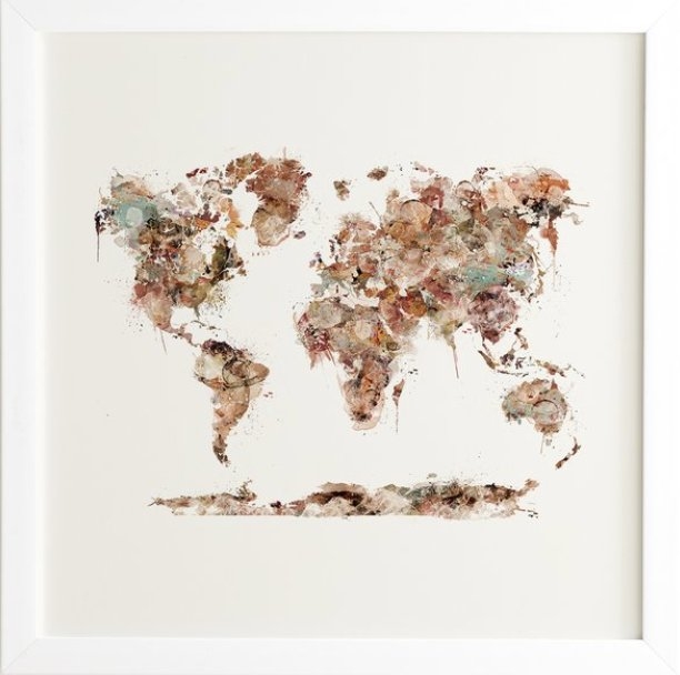 WORLD MAP WATERCOLOR framed - Image 0
