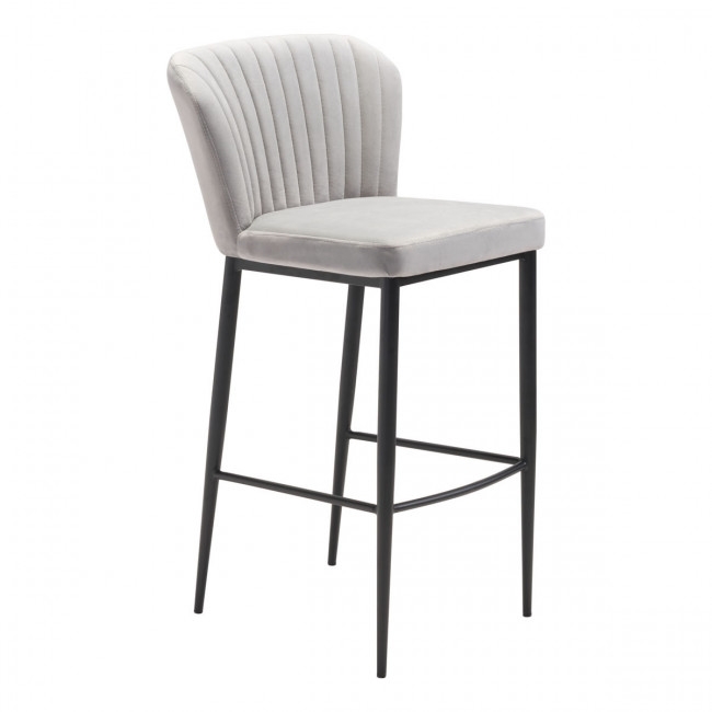 Tolivere Bar Chair Gray Velvet, Set of 2 - Image 0