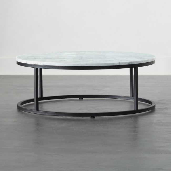 Smart Black Coffee Table with White Marble Top - Image 0