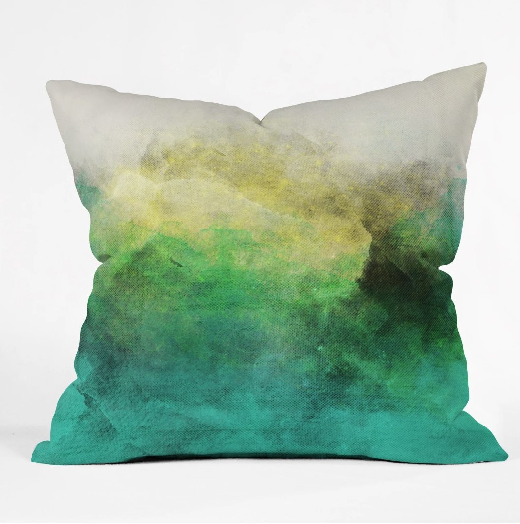PEACOCK OMBRE THROW PILLOW, 16" x 16", Pillow Cover with Insert - Image 0