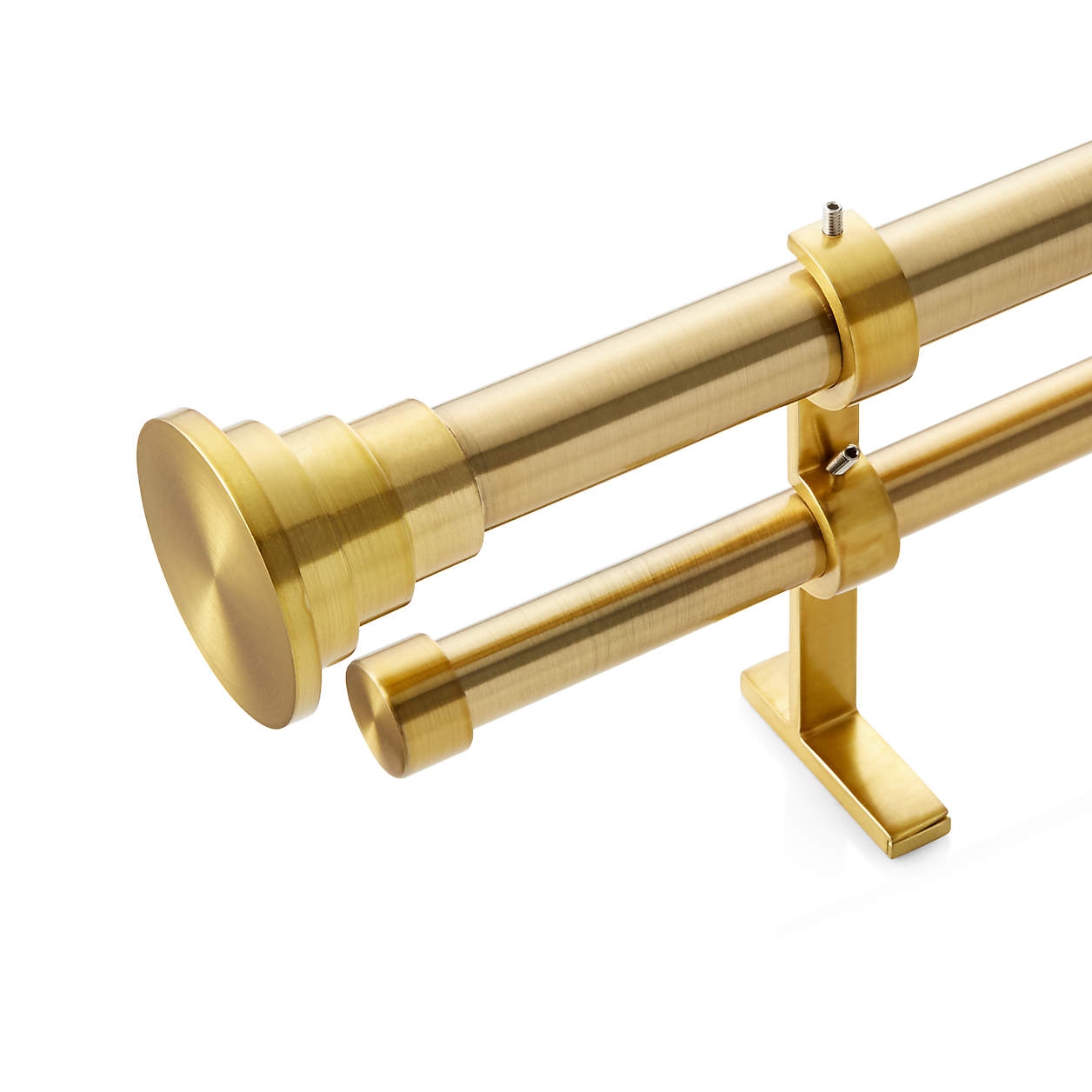 CB Tiered Brass Finial and Double Curtain Rod Set 48"-88" - Image 0