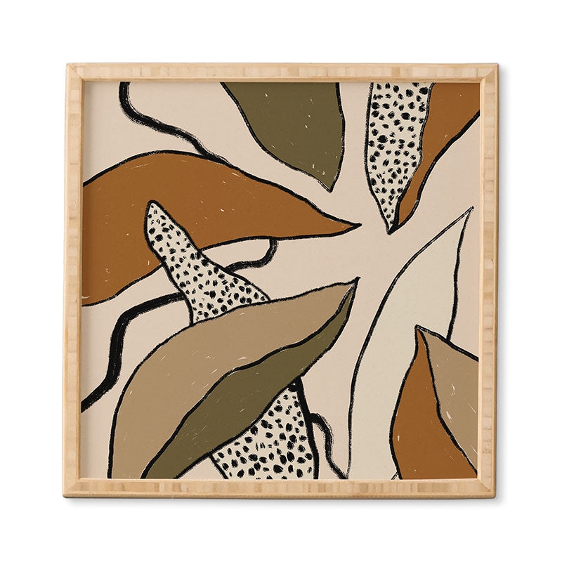 Patterned Tropical Leaves by Alisa Galitsyna - Framed Wall Art Bamboo 12" x 12" - Image 0